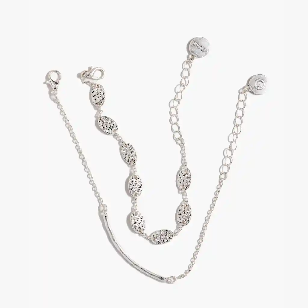 Set Pulseras Mujer Monedas Machacadas Plateado