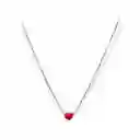 Colgante Gargantilla Corazón Rojo Plata Fina Ley S925