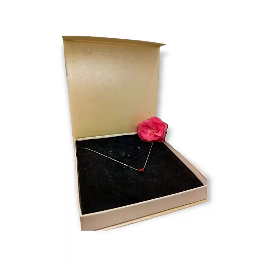 Colgante Gargantilla Corazón Rojo Plata Fina Ley S925