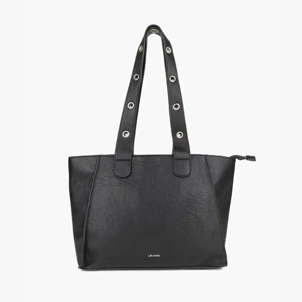 Cartera Tote Mujer Círculos Metálicos Negro