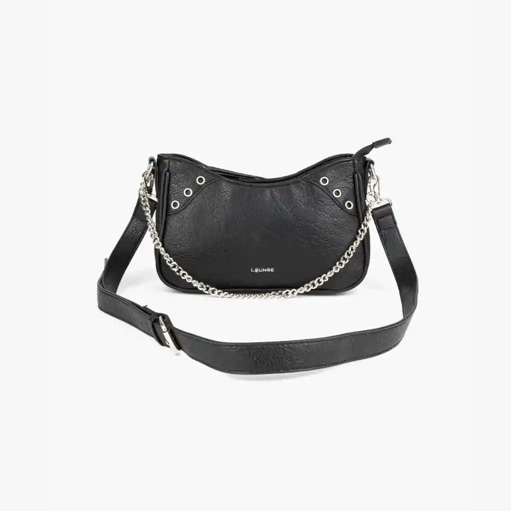 Cartera Bandolera Mujer Círculos Metálicos Negro