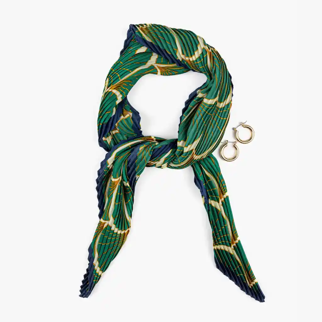 Set Pañuelo Y Aros Mujer Pavo Real Verde