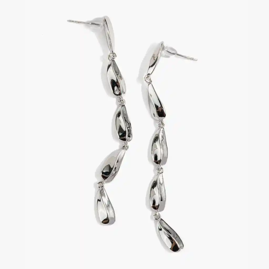 Aros Mujer Gotas Alargadas Plateado