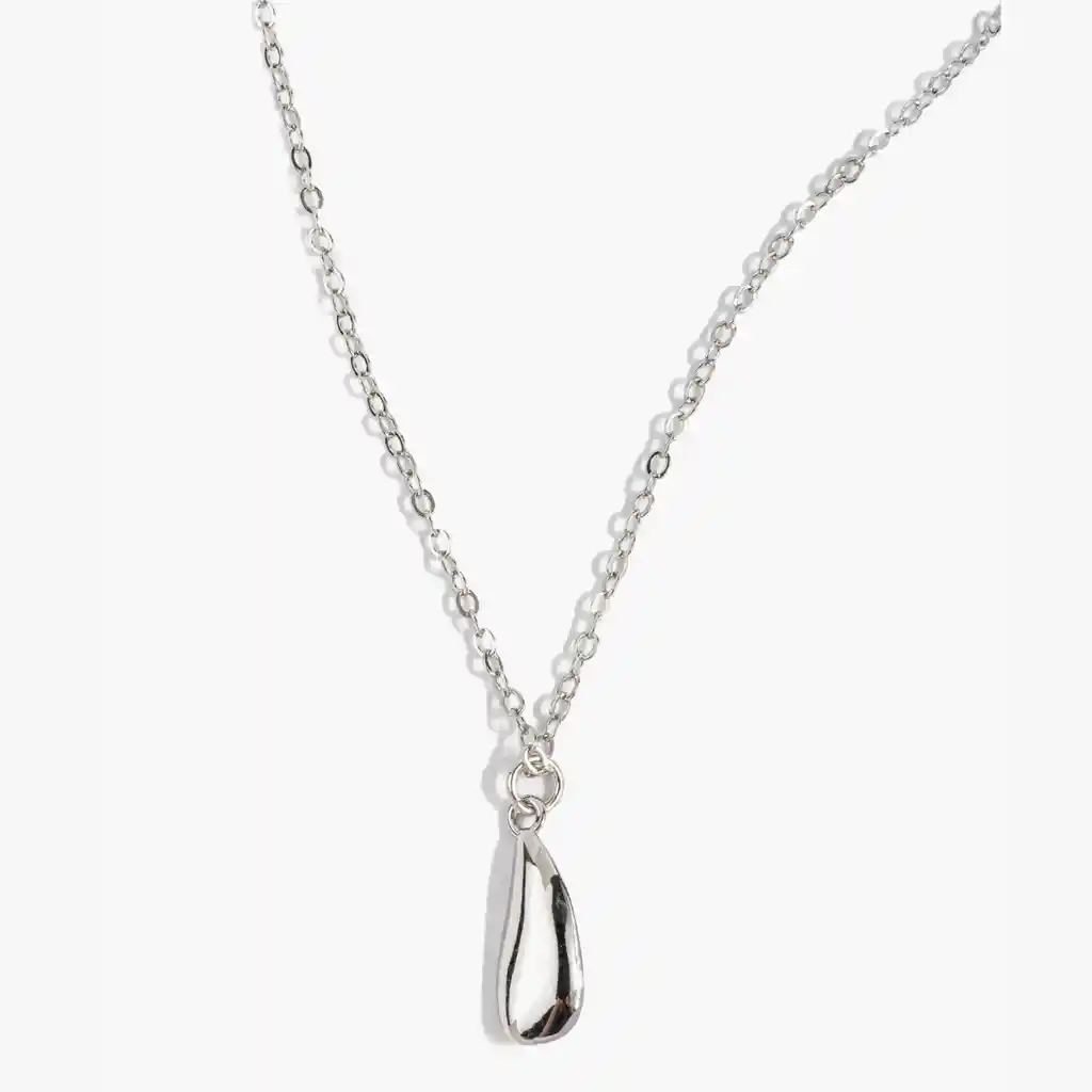 Collar Mujer Gota Alargada Plateado