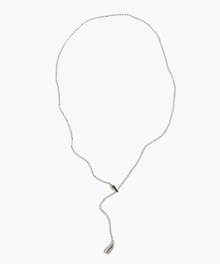Collar Mujer Ajustable Gota Plateado
