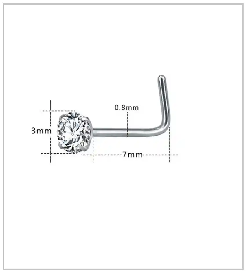 Pack Piercing Acero Quirúrgico Nariz Set Zirconia Tornasol Forma L