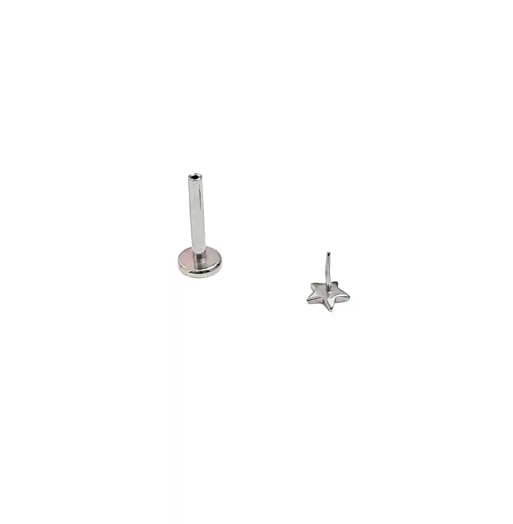 Set Piercing Acero Quirúrgico Modelo Estrella Nostril Labret Punto De Luz