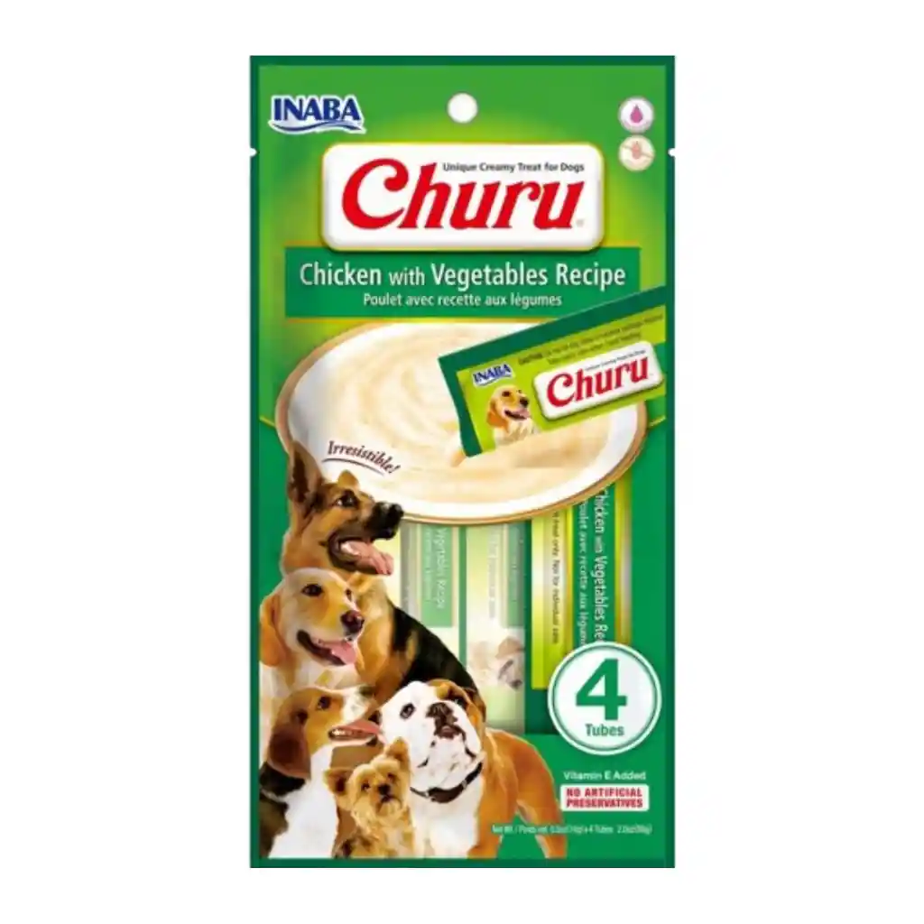 Snack Churu Pollo Y Vegetales Para Perros (4 Tubos)