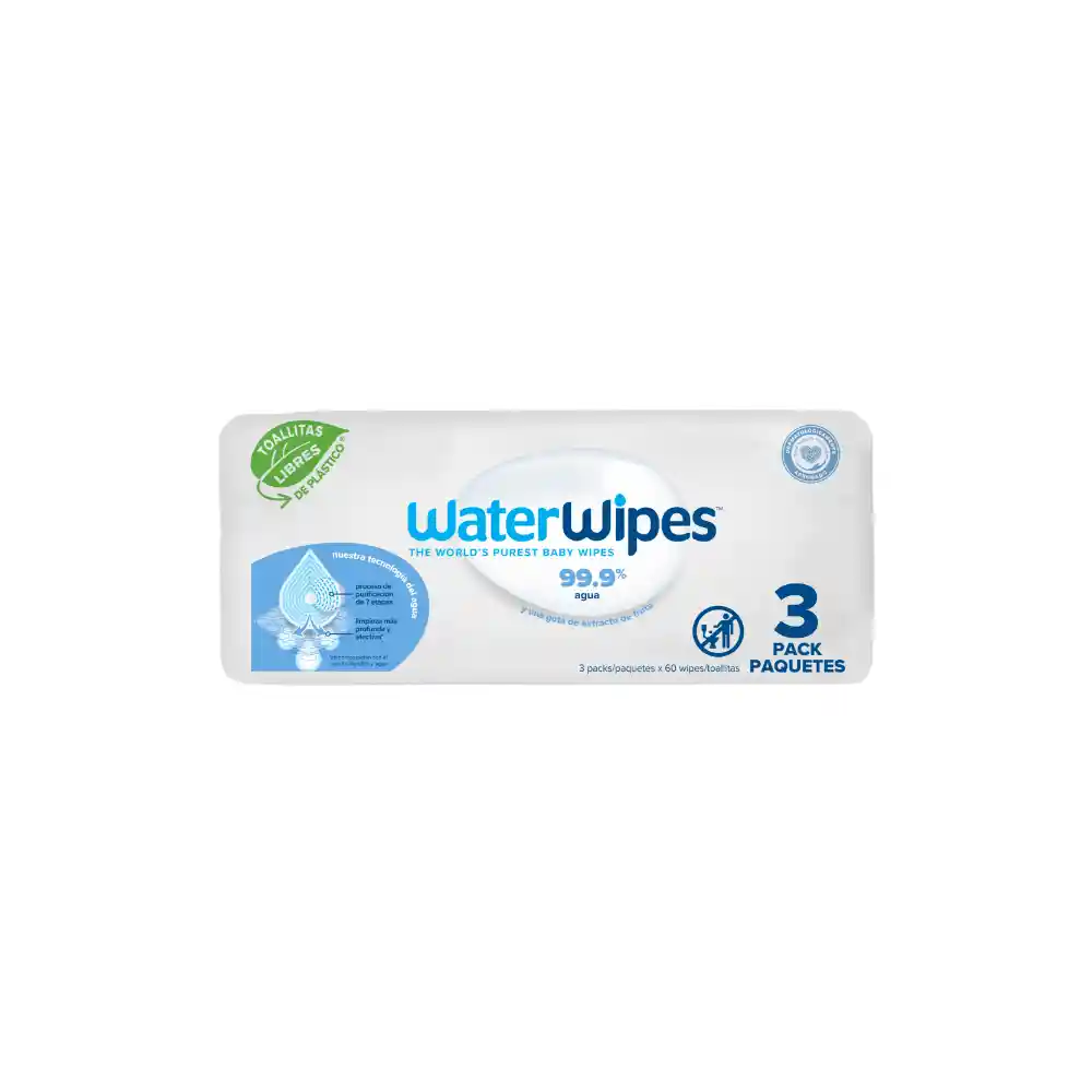 Toallitas Húmedas Bio Waterwipes 3 X 60 Uns.