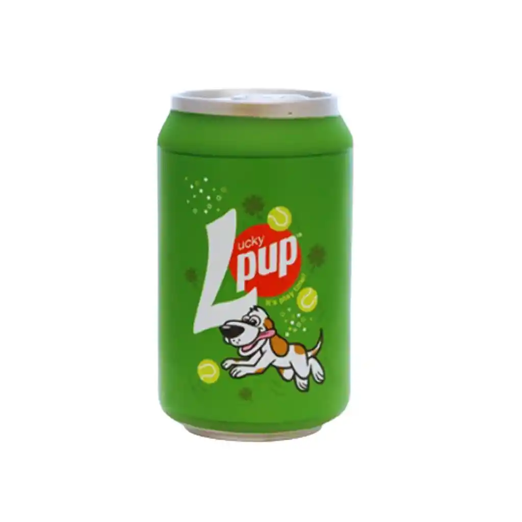 Silly Squeaker Soda Can Lucky Pup, Juguete Perros.