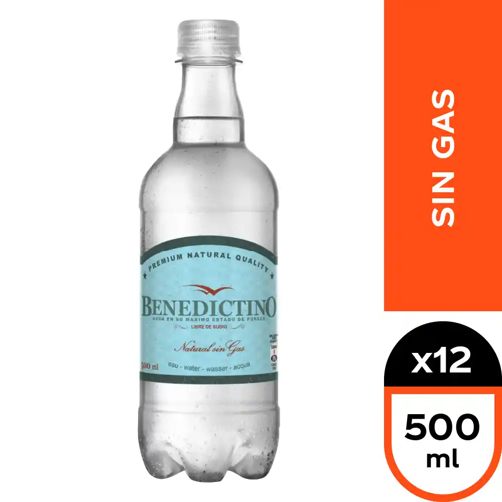 Agua Benedictino Sin Gas 500 Ml Pack X12 Unidades