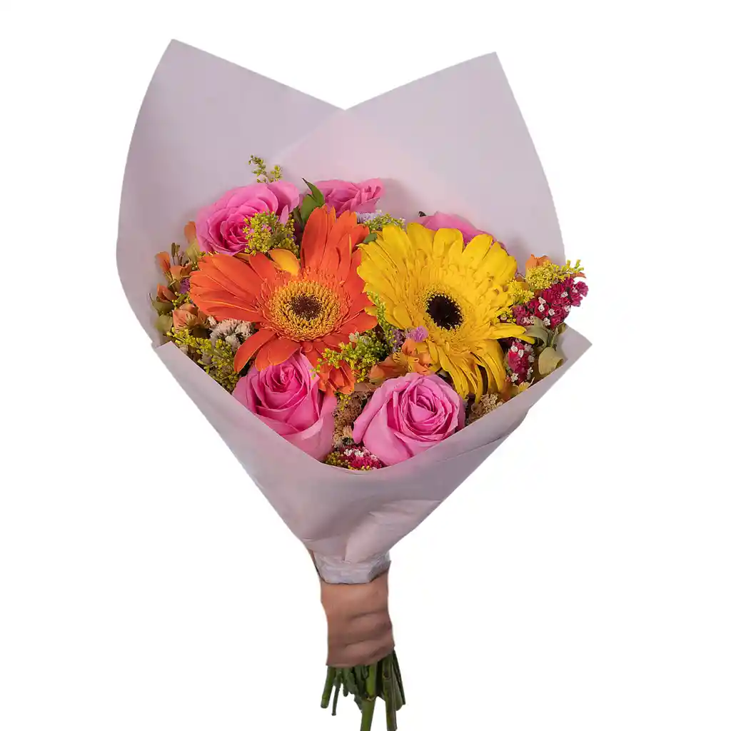 Bouquet De Gerberas, Mini Rosas Y Flores Surtidas