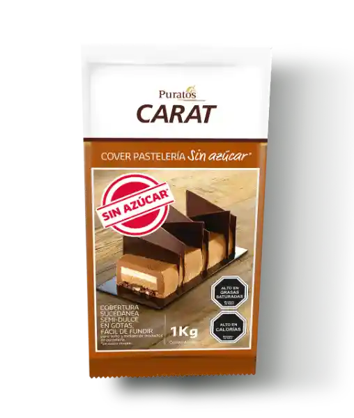 Cobertura De Chocolate Sin Azucar 1 Kilo Puratos Carat Vegano