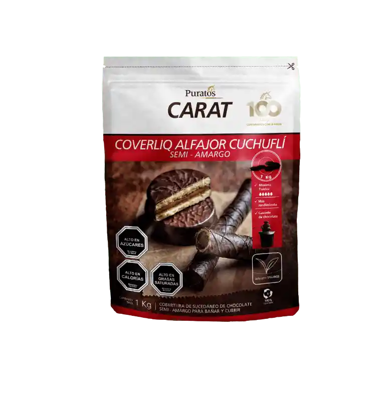 Cobertura De Alfajor Chocolate 1 Kilo Puratos Carat