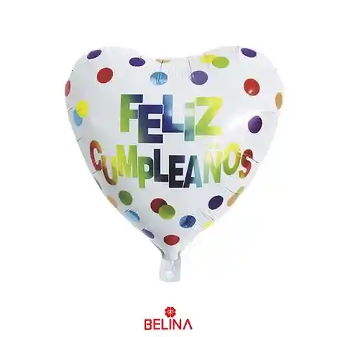 Globo Corazón Feliz Cumpleaños 45 X 45cm