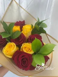 Ramo 12 Rosas Amarillas Y Rojas