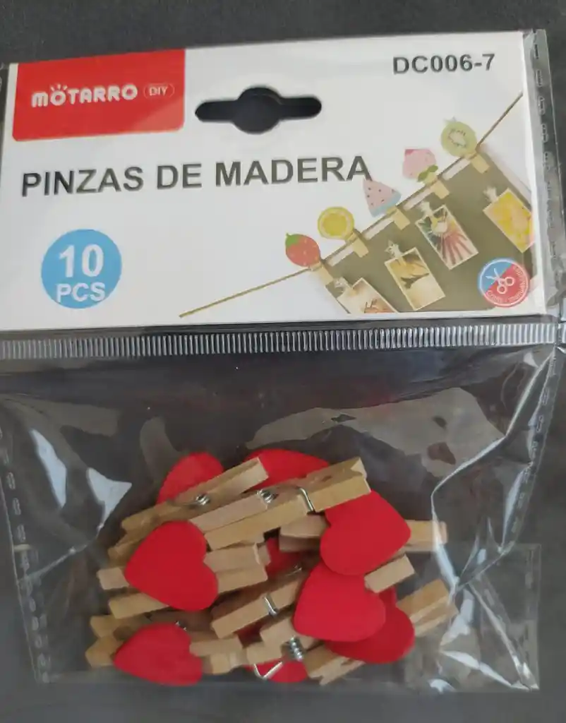 Pinzas De Madera Con Corazones (10 Unidades)