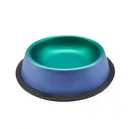 Tazón Plato Comedero Para Mascotas Bicolor Antideslizante 22 Cm (azul Verde)