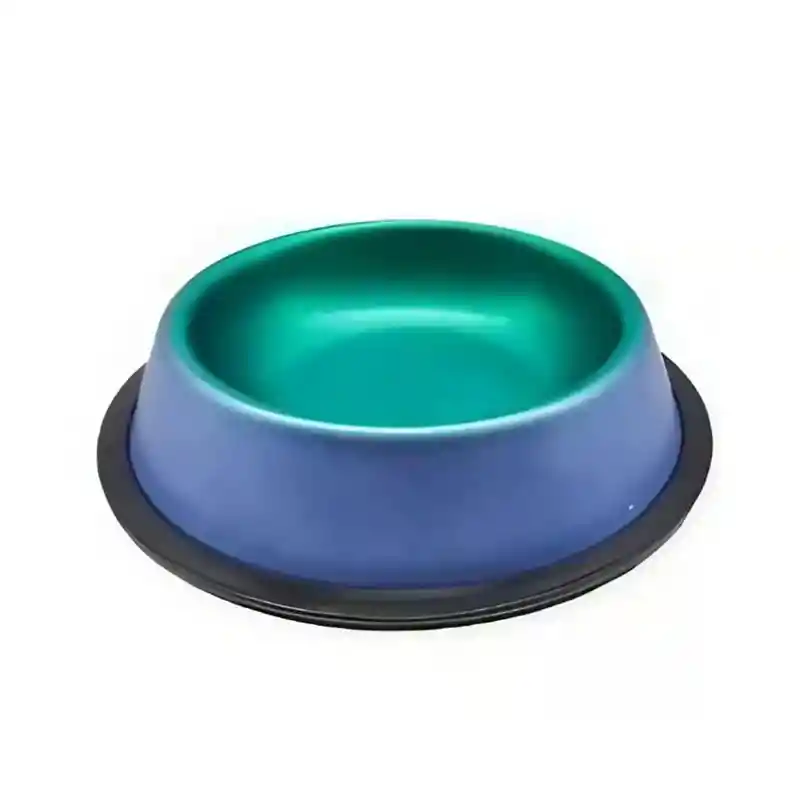 Tazón Plato Comedero Para Mascotas Bicolor Antideslizante 22 Cm (azul Verde)
