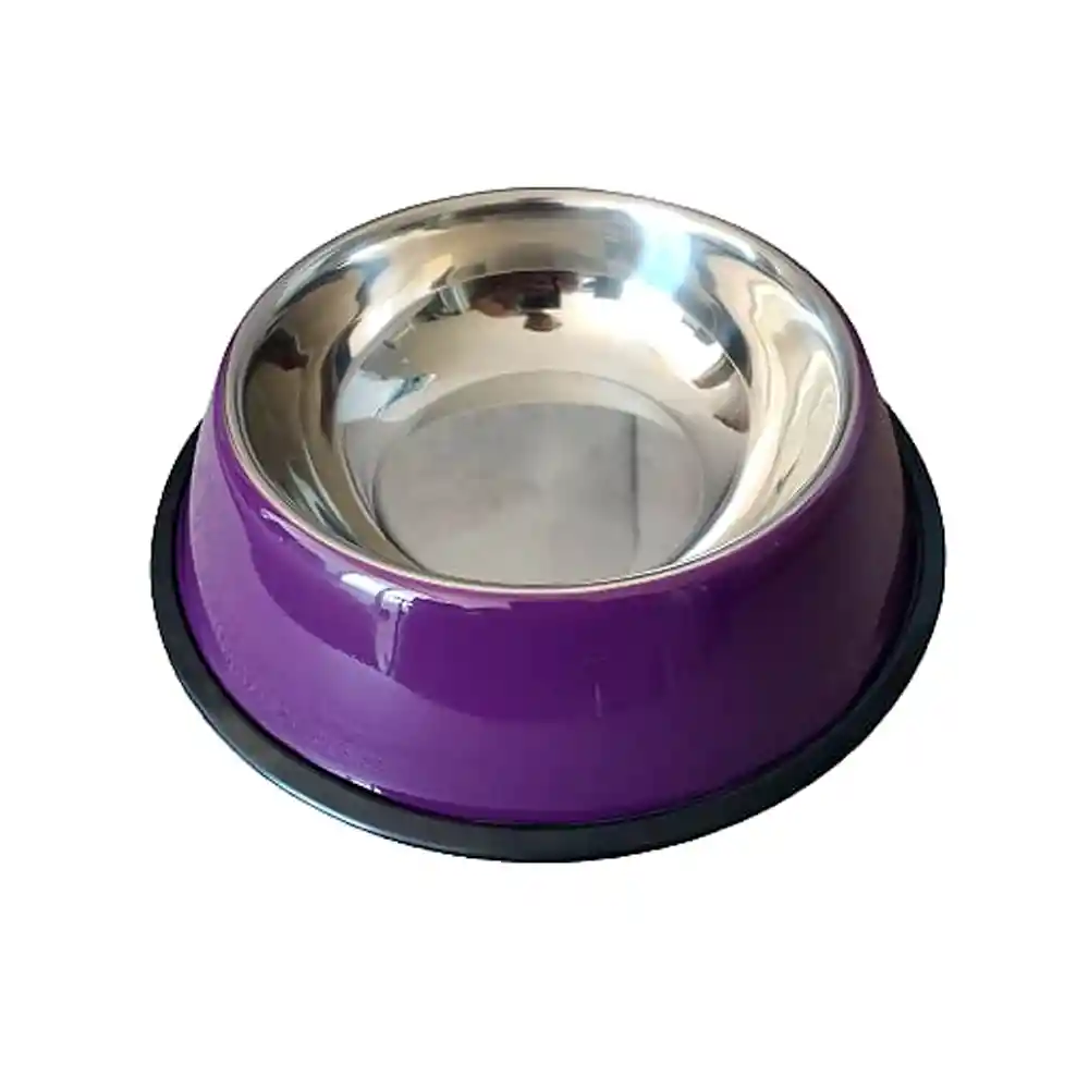 Plato Comedero Para Mascotas Antideslizante Unicolor 16 Cm (morado)