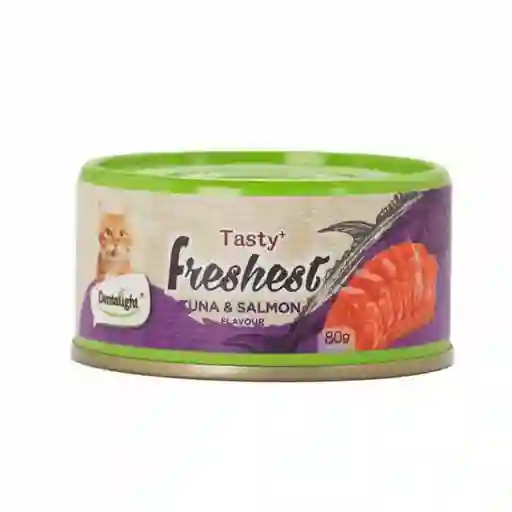 Latas Dentalight Tasty Freshest Alimento Gato Atún Y Salmón 80gr