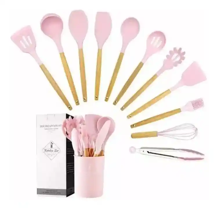 12 Utensilios Cocina Silicona Espátulas Pinza Cucharones