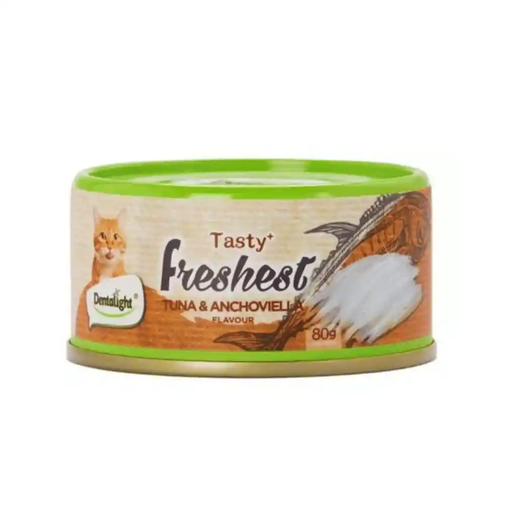 Latas Dentalight Tasty Freshest Alimento Gato Atún Y Anchoas 80gr