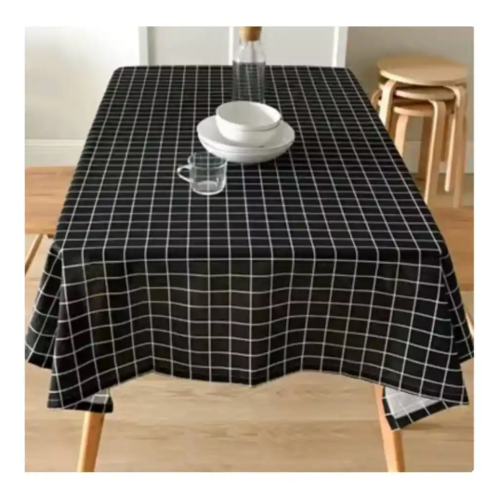 Mantel Rectangular Tela Lino Mesa 140x220cm Negro