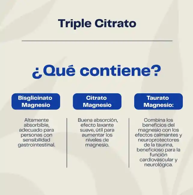 Triple Magnesio - Bisglicinato, Citrato Y Taurato 400mg