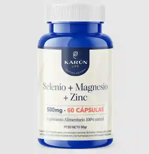 Selenio + Magnesio + Zinc 500 Mg 60 Capsulas