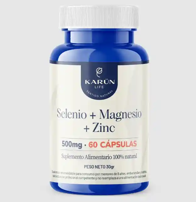 Selenio + Magnesio + Zinc 500 Mg 60 Capsulas