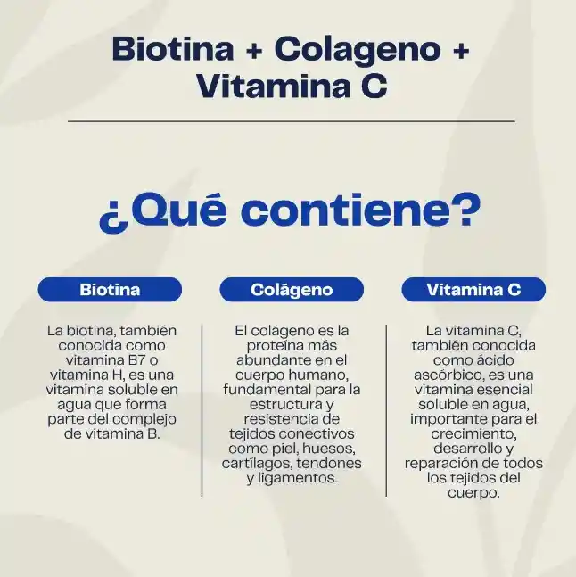 Colágeno Hidrolizado + Biotina + Vitamian C - 60 Capsulas