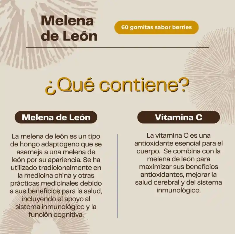 Hongo Melena De León + Vitamina C 60 Gomitas