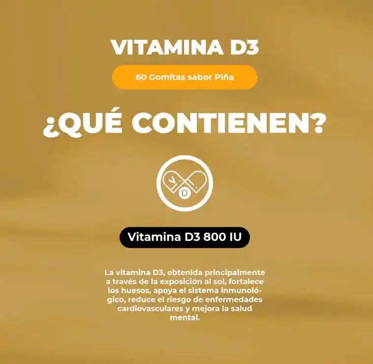 Gomita Vitamina D3 800 Iu 60 Unidades
