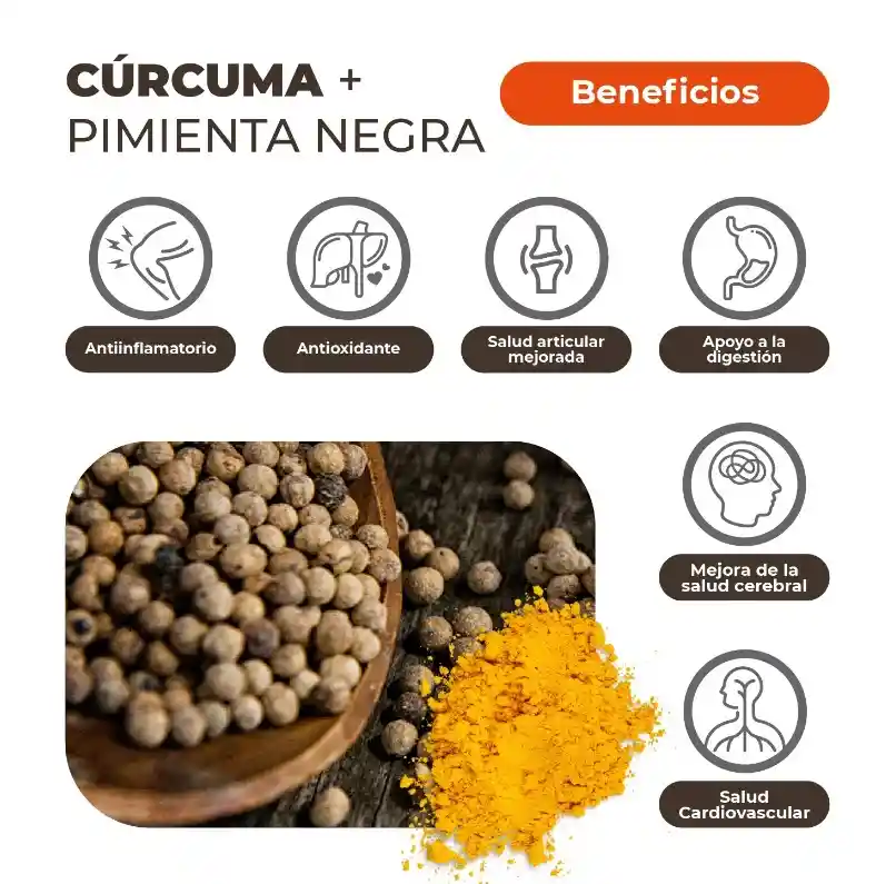 Curcuma + Pimienta 60 Cápsulas 500 Mg