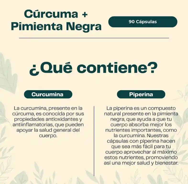 Curcuma + Pimienta Negra 500 Mg 90 Cápsulas