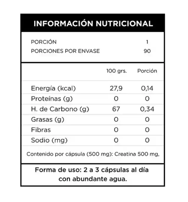 Creatina 90 Cápsulas 500 Mg