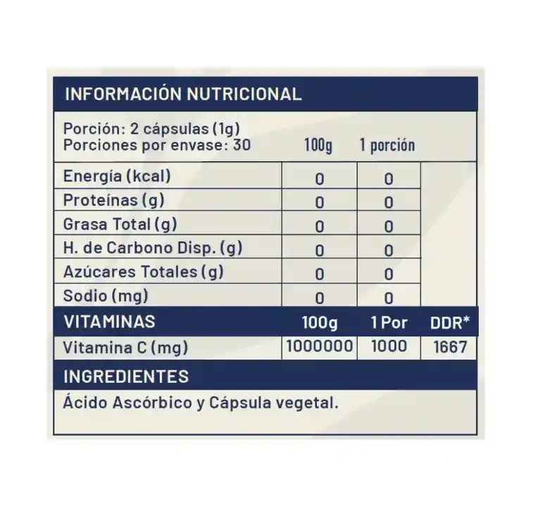 Vitamina C 60 Capsulas 500 Mg