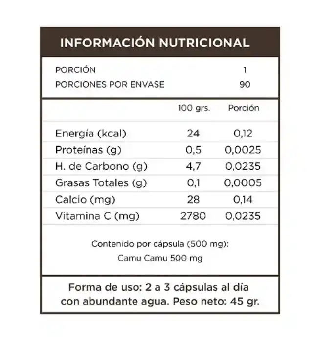 Camu Camu 90 Capsulas 500 Mg