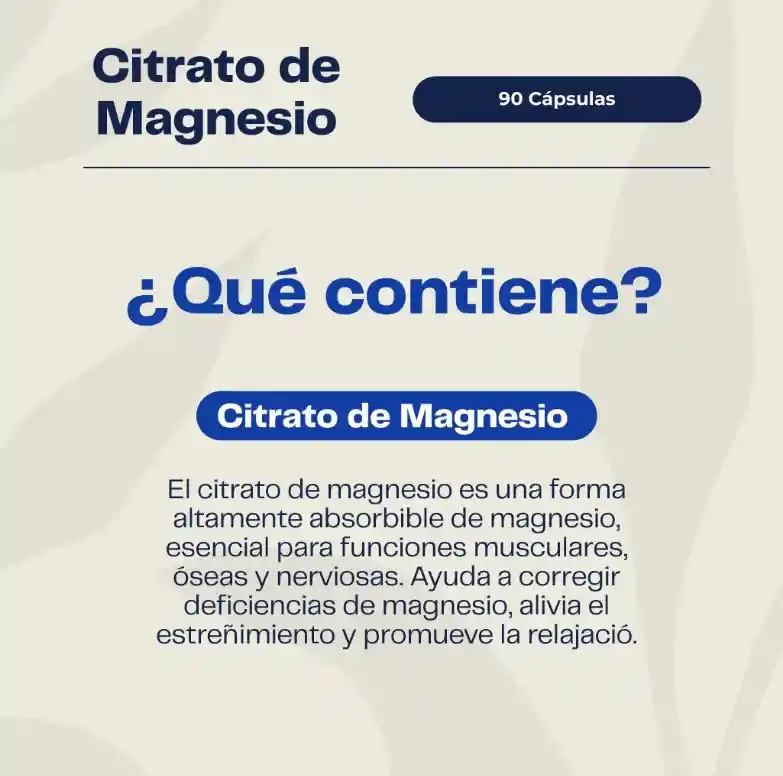 Citrato De Magnesio 400 Mg 90 Cápsulas