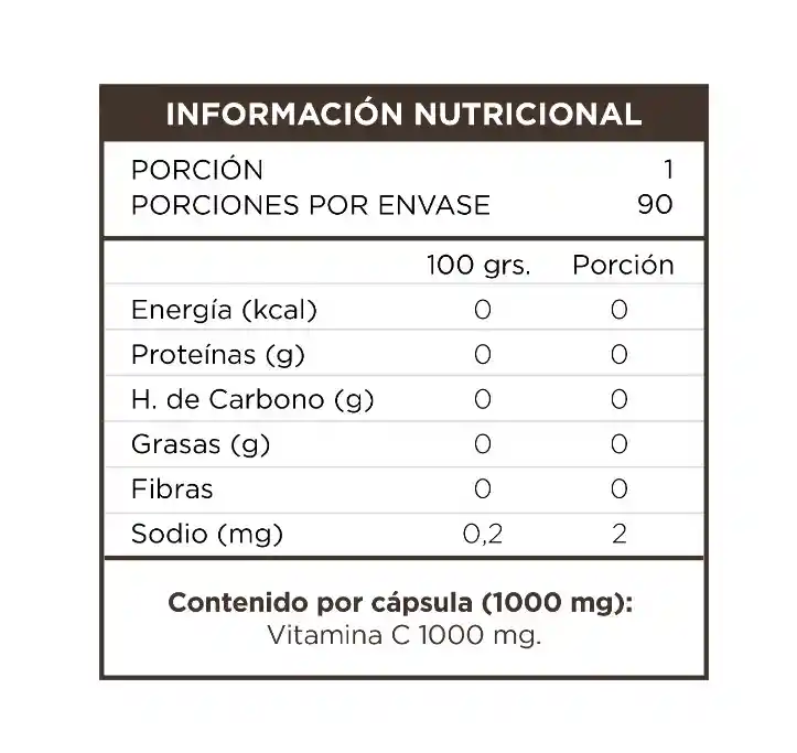 Vitamina C 90 Capsulas 1000 Mg