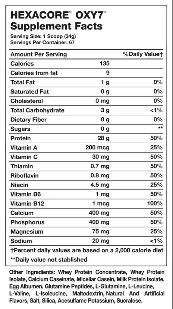 Proteina Hexacore Oxy7 5 Lbs Vainilla