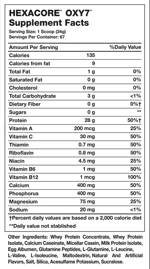 Proteina Hexacore Oxy7 5 Lbs Cookies And Cream