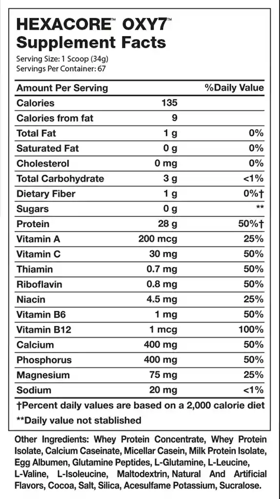 Proteina Hexacore Oxy7 5 Lbs Chocolate