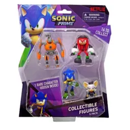 Sonic Prime Pack 5 Figuras 7cm (eggforce-knuckles-sonic-rouge The Bat-rare)