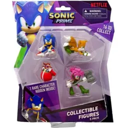 Sonic Prime Pack 5 Figuras 7cm (sonic-tails-dr.eggman-amy Rose-rare)