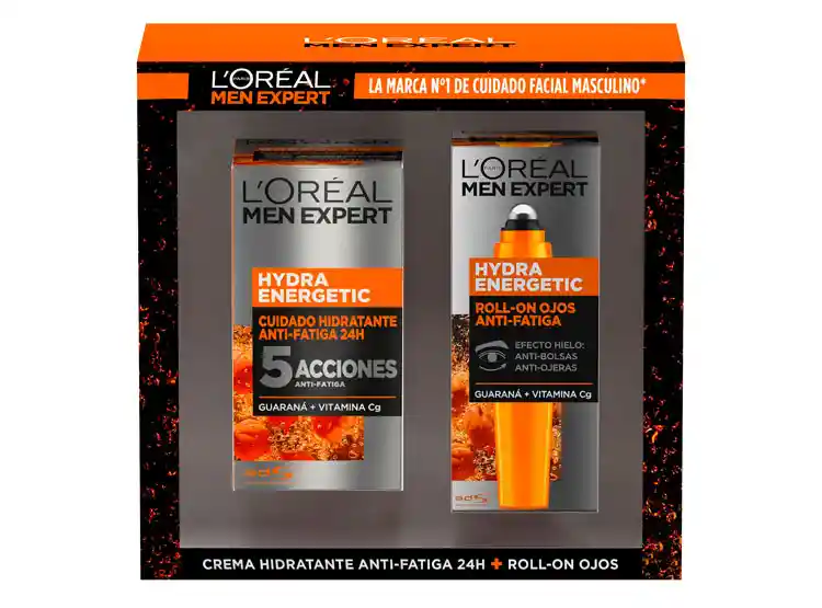 Pack Loreal Men Expert Hydra Energetic 5 Acciones + Roll On Anti Ojeras