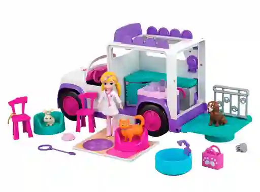 Set Polly Pocket Hospital Movil Animalitos