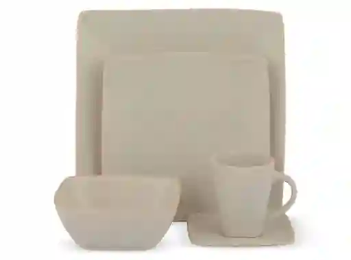 Juego De Comida Ripley Home Ceramica Cuadrado 30pz Blanco