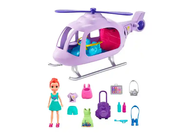 Muñeca Polly Pocket Parque Helicoptero De Viajes